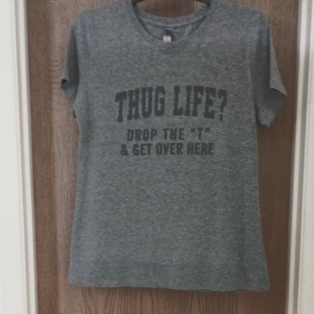 Gray Graphic T-Shirt with Bold Text